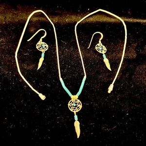 Sterling Silver and Turquoise Dreamcatcher Jewelry Set Native American Southwest